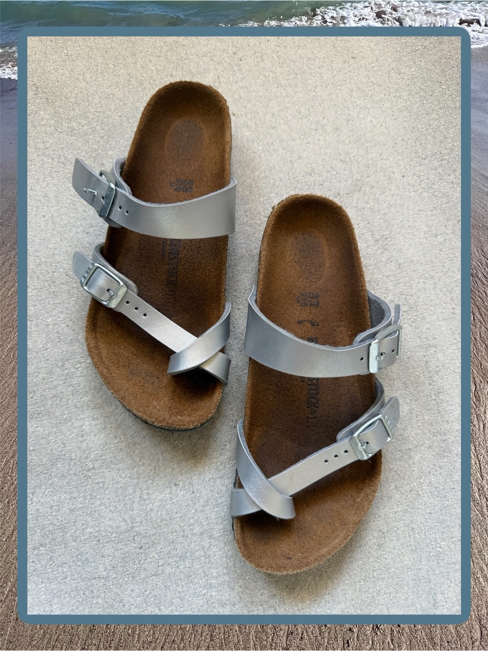 Birkenstock silver Mayari Girl’s Sandals 33 US 2 EXCELLENT! Clean Footbed!